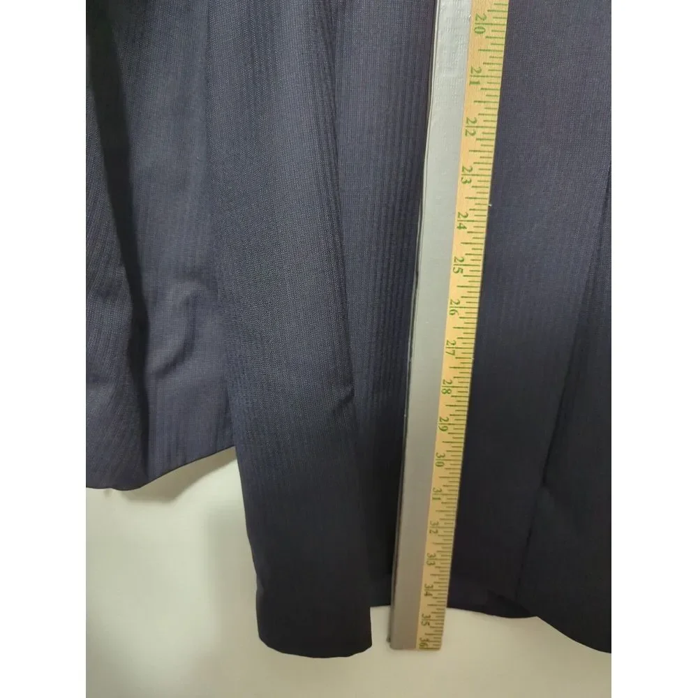 Polo Ralph Lauren Navy Blue Pinstripe Blazer 42L Virgin Wool Made in Italy 3-Btn
